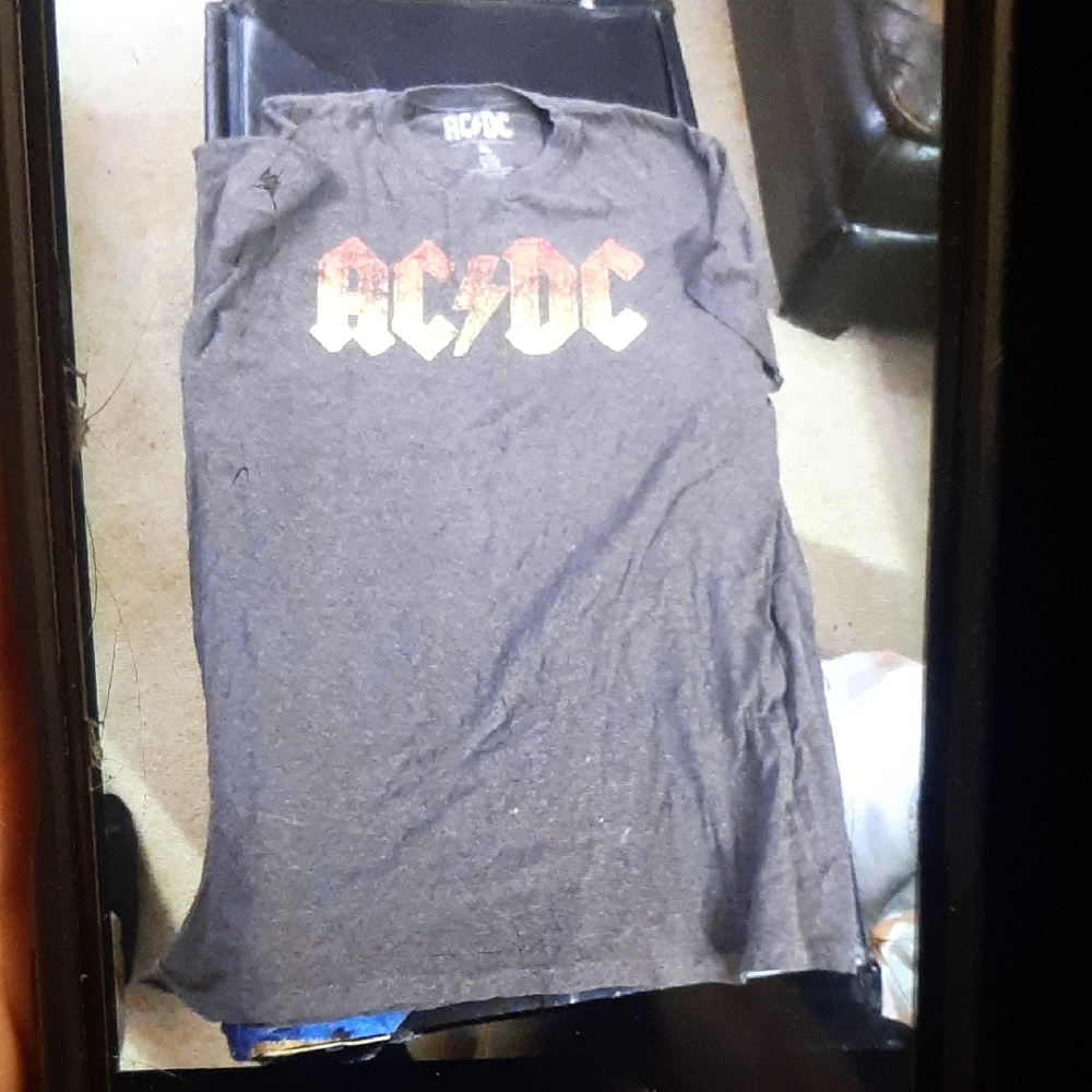 AC/DC Women's Short Sleeve Tee - Charcoal with Red and Yellow Logo
